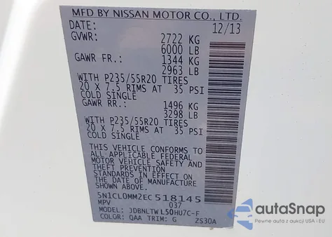 2014 Infiniti Qx60 Hybrid from USA, damaged, VIN 5N1CL0MM2EC518145